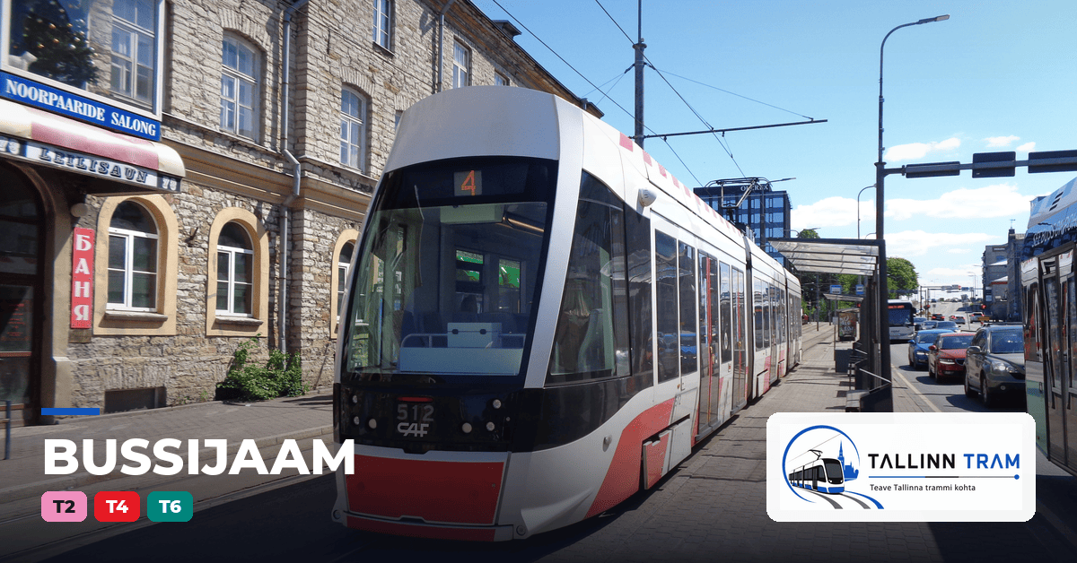 Tallinna tramm Bussijaam trammipeatuses — liinid T2, T4, T6