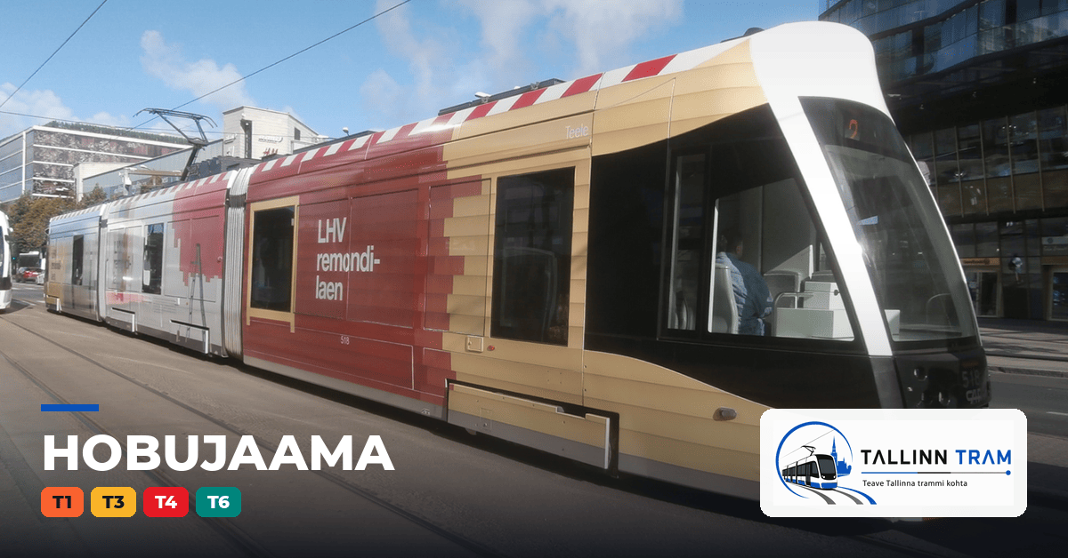 Tallinna tramm Hobujaama trammipeatuses — liinid T1, T3, T4, T6