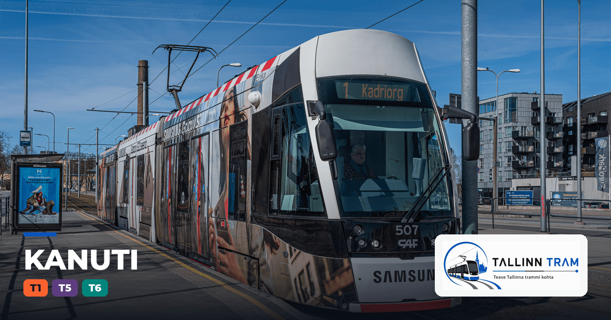 Tallinna tramm Kanuti trammipeatuses — liinid T1, T5, T6