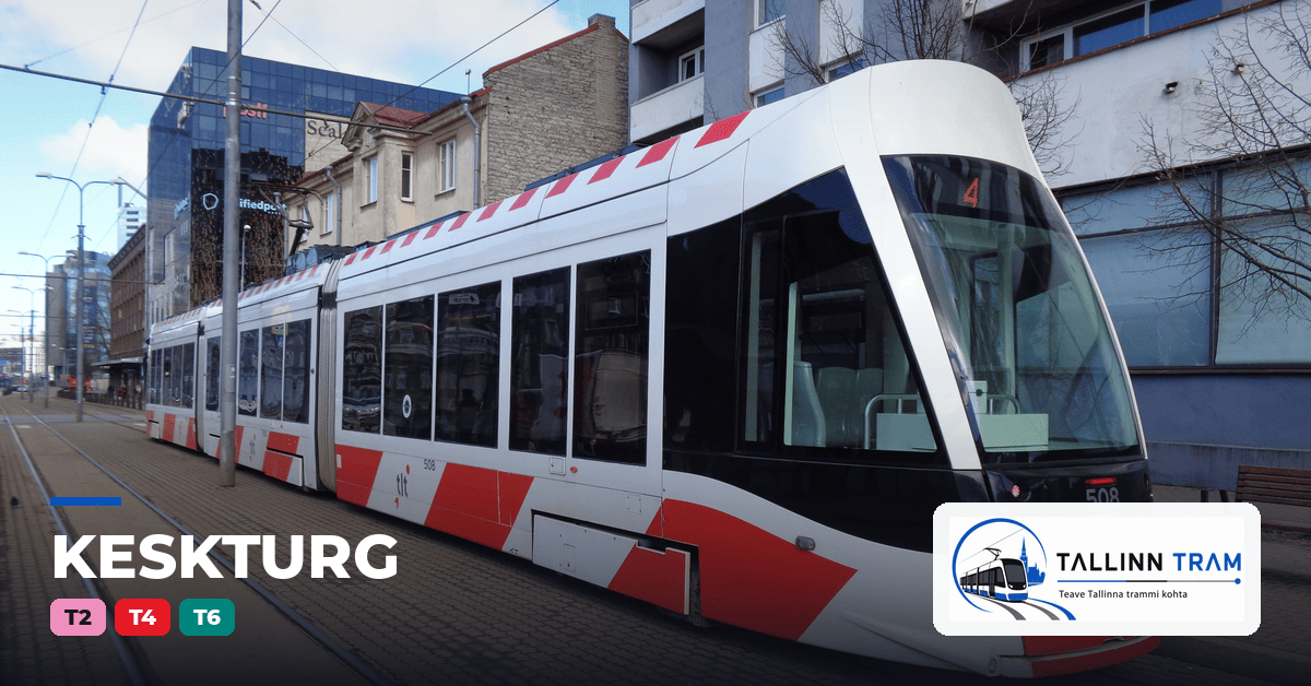 Tallinna tramm Keskturg trammipeatuses — liinid T2, T4, T6