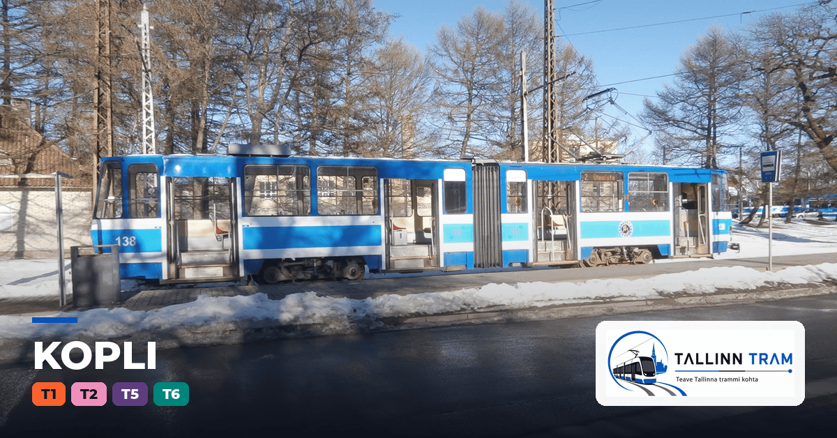 Tallinna tramm Kopli trammipeatuses — liinid T1, T2, T5, T6
