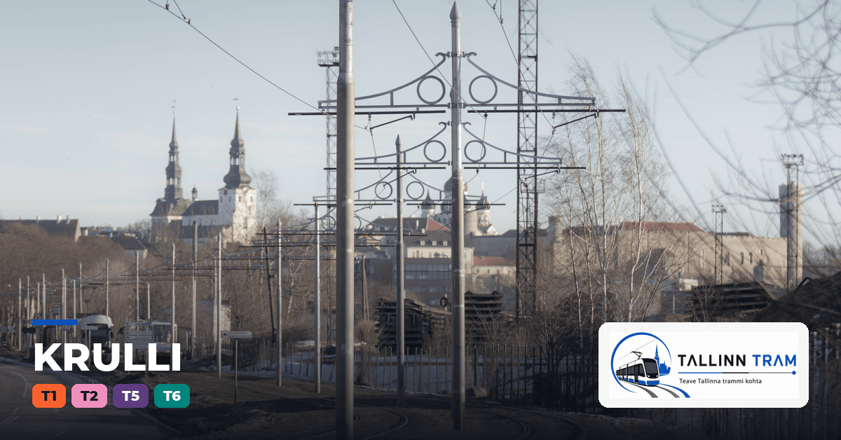 Tallinna tramm Krulli trammipeatuses — liinid T1, T2, T5, T6