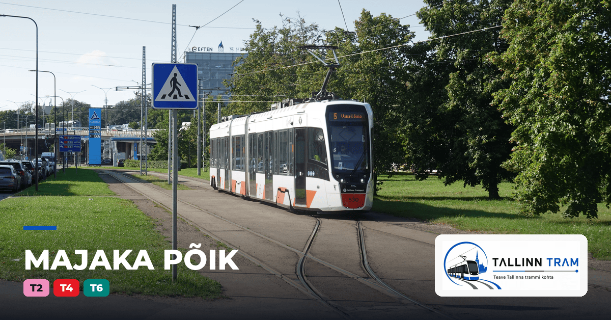 Tallinna tramm Majaka põik trammipeatuses — liinid T2, T4, T6