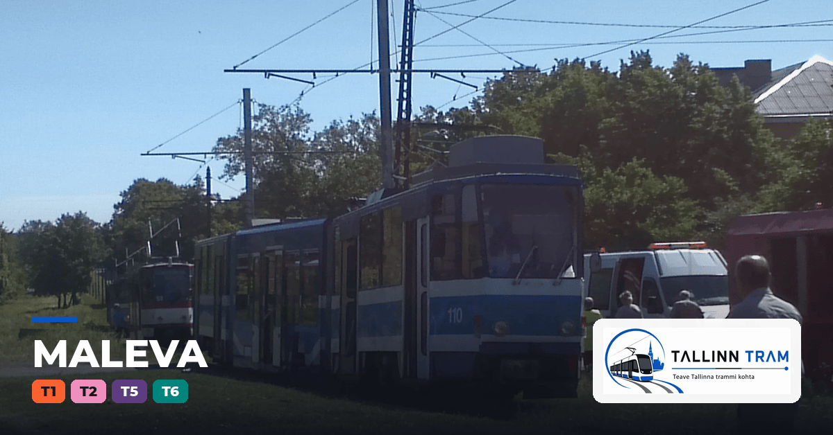 Tallinna tramm Maleva trammipeatuses — liinid T1, T2, T5, T6