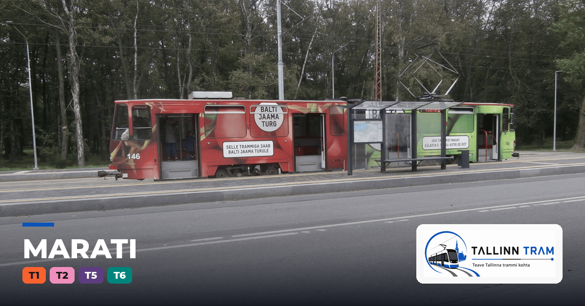 Tallinna tramm Marati trammipeatuses — liinid T1, T2, T5, T6