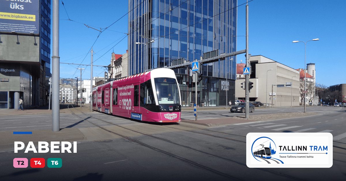 Tallinna tramm Paberi trammipeatuses — liinid T2, T4, T6