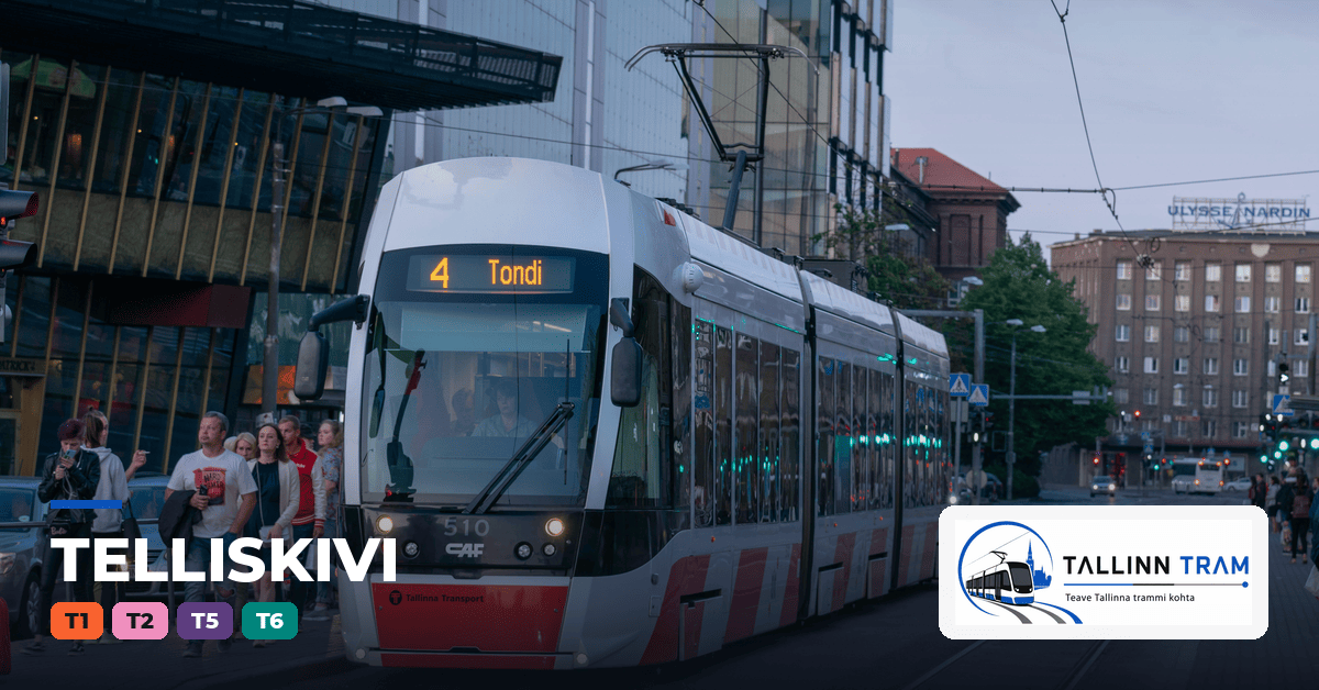 Tallinna tramm Telliskivi trammipeatuses — liinid T1, T2, T5, T6