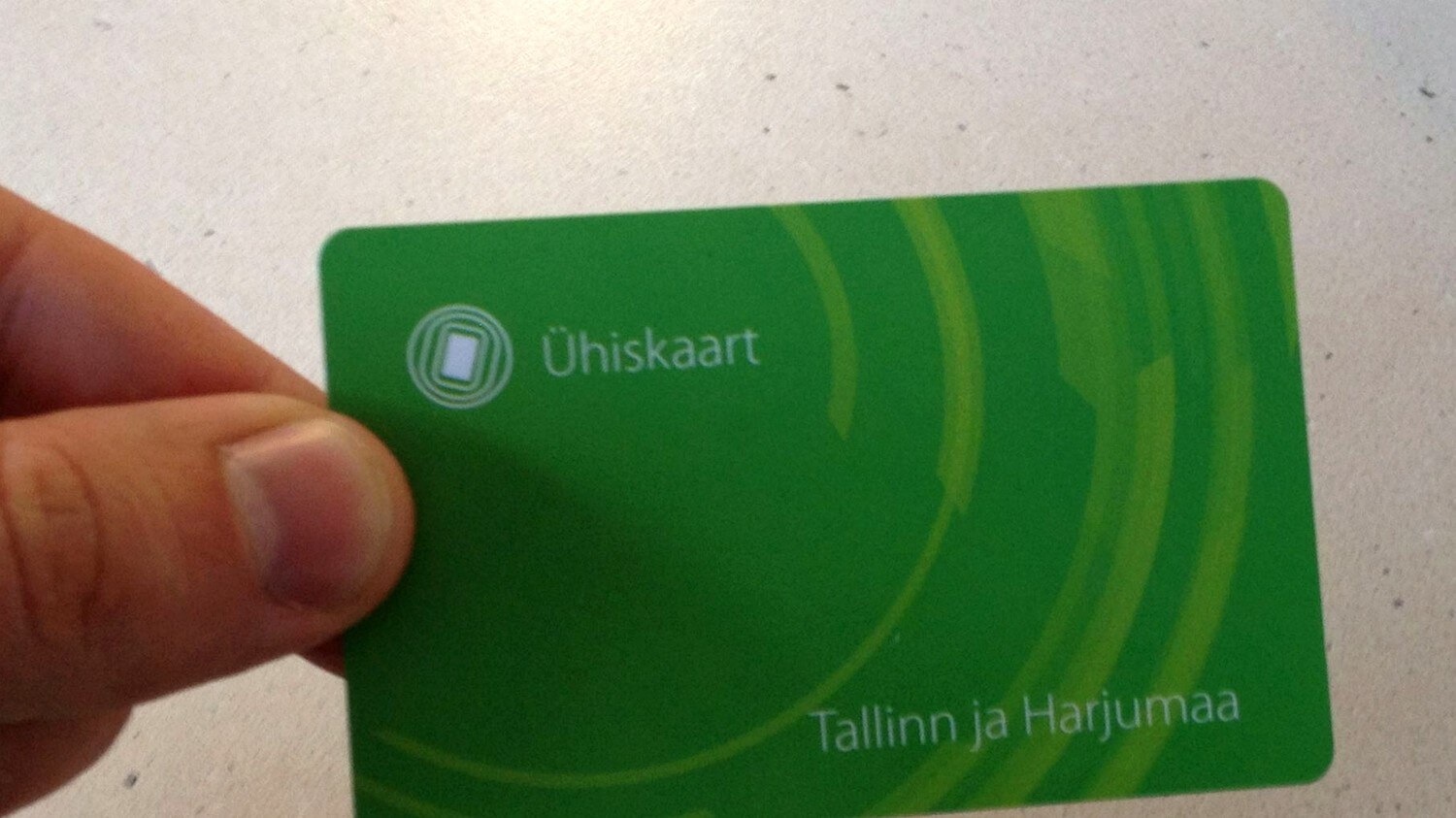 A green «Tallinn ja Harjumaa» Ühiskaart held in the hand