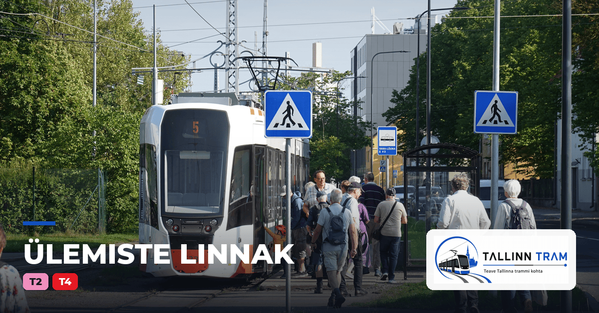 Tallinna tramm Ülemiste linnak trammipeatuses — liinid T2, T4