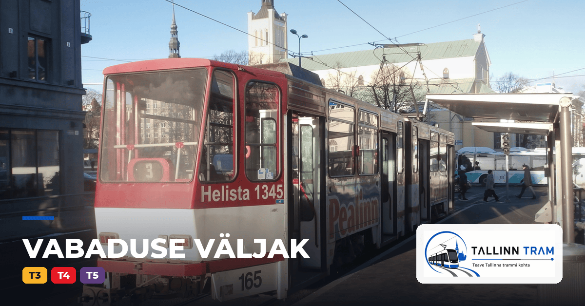 Tallinn tram at Viru tram stop — lines T3, T4, T5