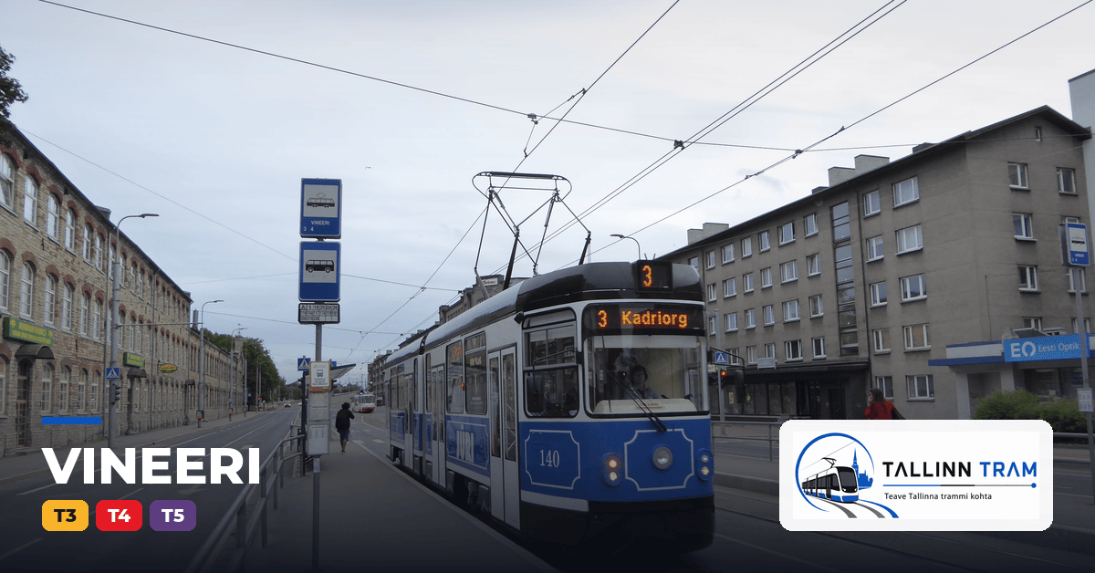 Tallinna tramm Vineeri trammipeatuses — liinid T3, T4, T5